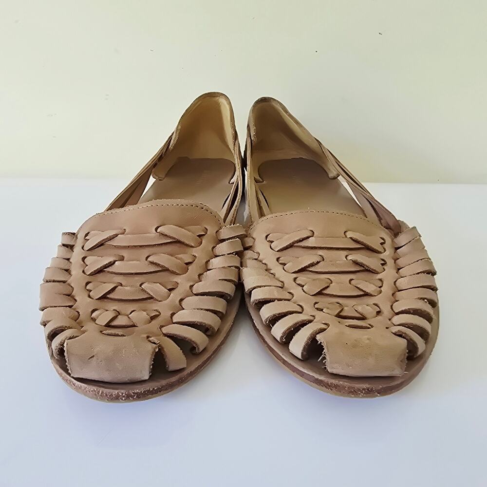 Nisolo Huarache Almond Tan Woven Leather Sandals Women's Size 9 - Picture 6 of 11